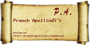 Prasch Apollinár névjegykártya